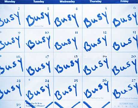 A calendar which shows busy for every day